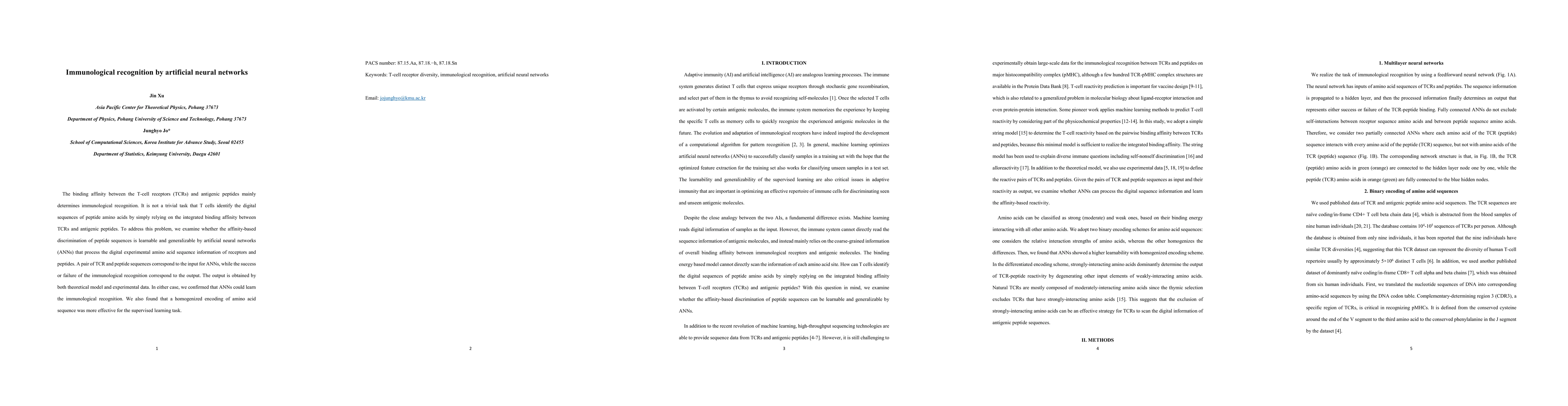 Thumbnail for Immunological recognition by artificial neural networks