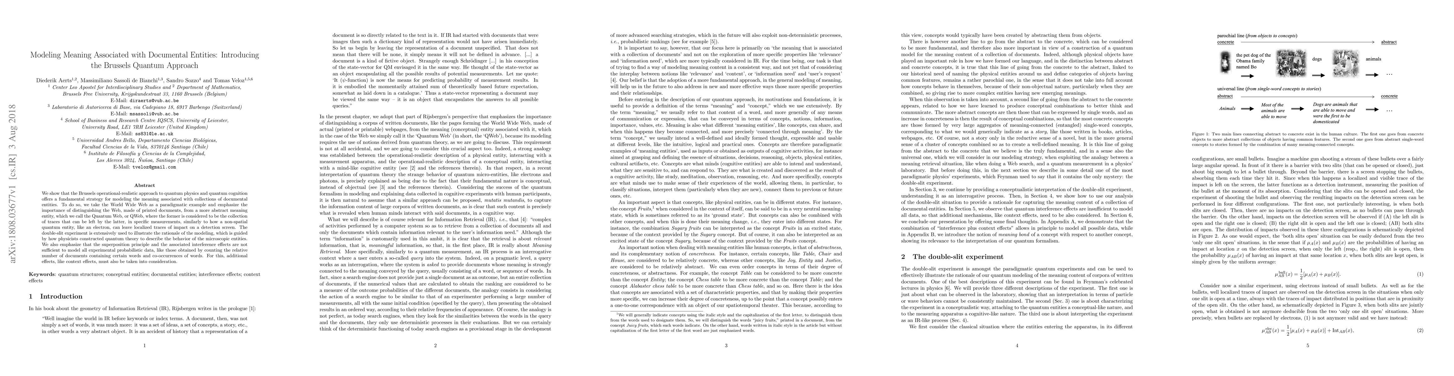 Thumbnail for Modeling Meaning Associated with Documental Entities: Introducing the
  Brussels Quantum Approach