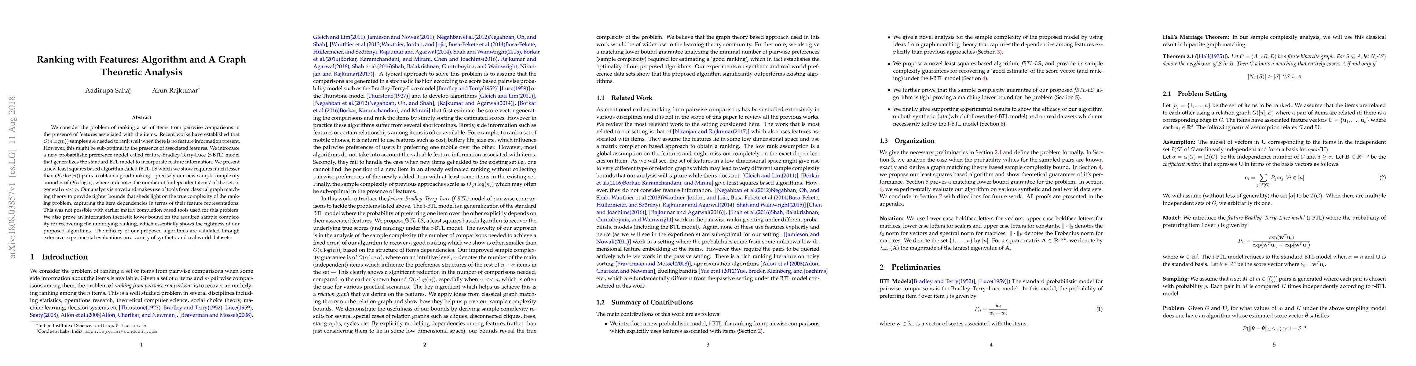 Thumbnail for Ranking with Features: Algorithm and A Graph Theoretic Analysis