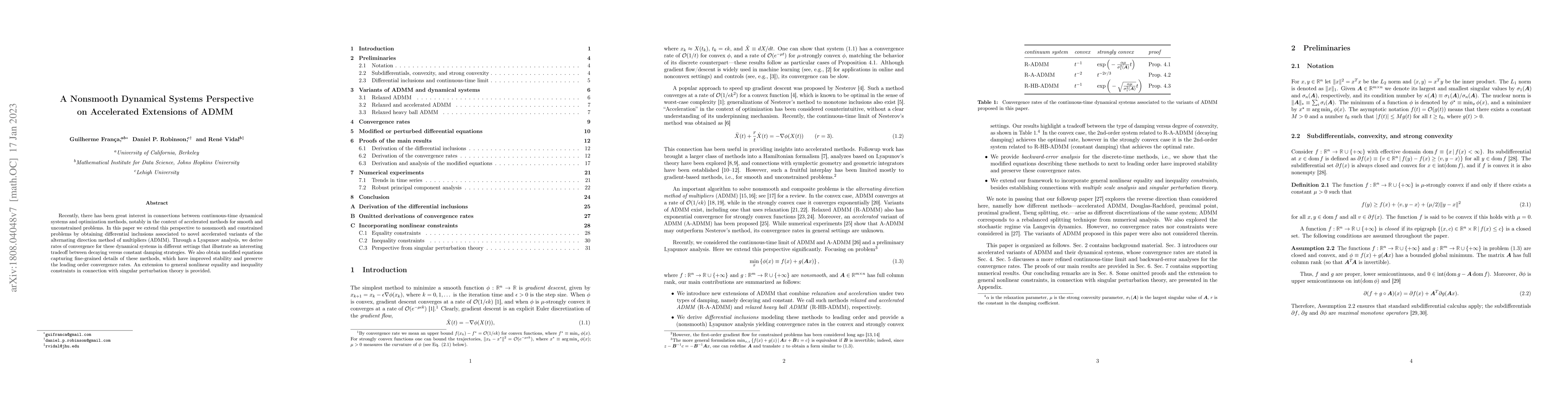 Thumbnail for A Nonsmooth Dynamical Systems Perspective on Accelerated Extensions of
  ADMM