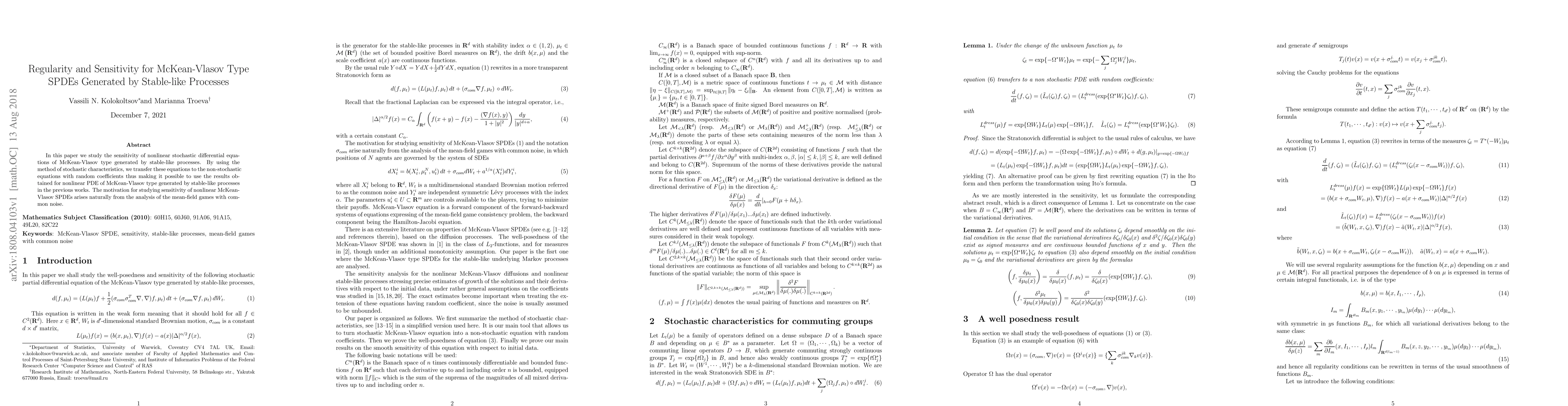 Thumbnail for Regularity and Sensitivity for McKean-Vlasov Type SPDEs Generated by
  Stable-like Processes