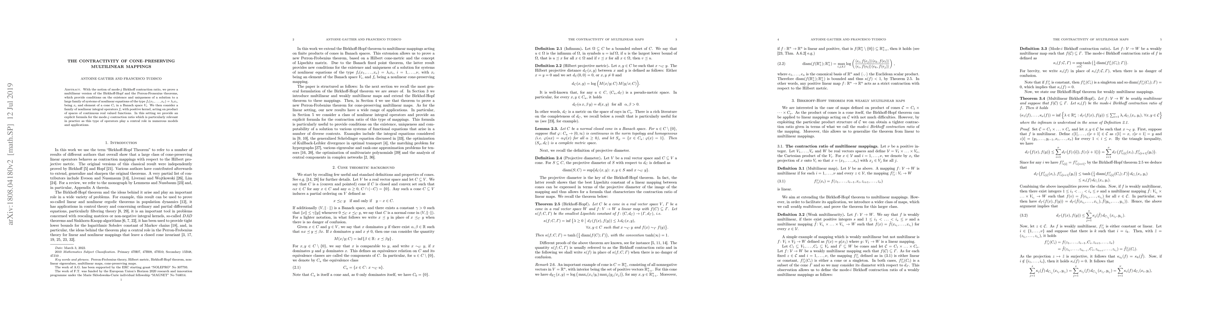 Thumbnail for The contractivity of cone-preserving multilinear mappings