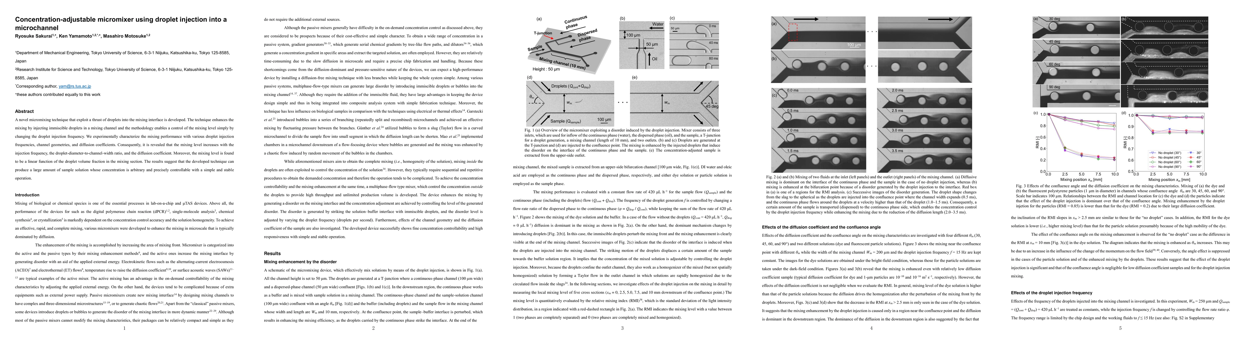 Thumbnail for Concentration-adjustable micromixer using droplet injection into a
  microchannel