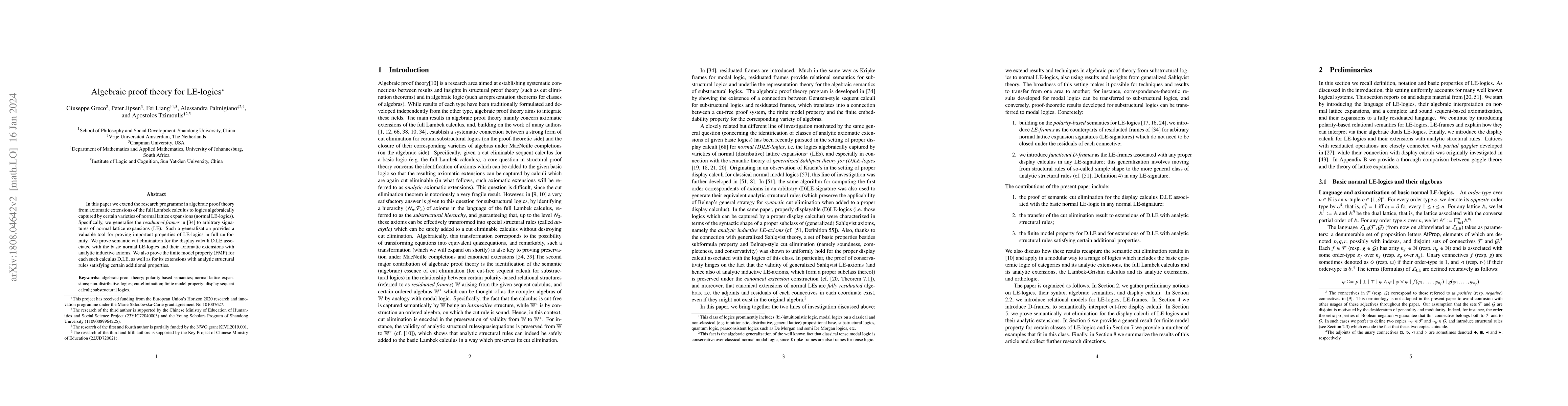 Thumbnail for Algebraic proof theory for LE-logics