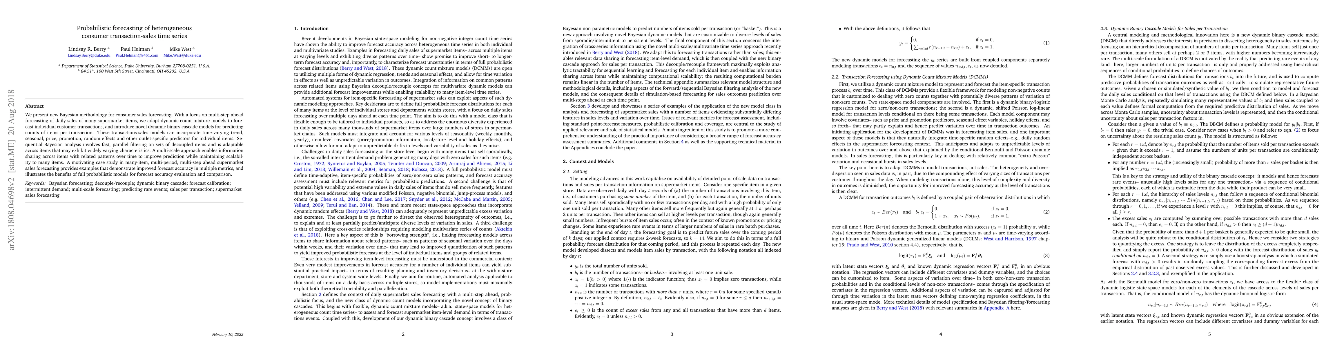 Thumbnail for Probabilistic forecasting of heterogeneous consumer transaction-sales
  time series