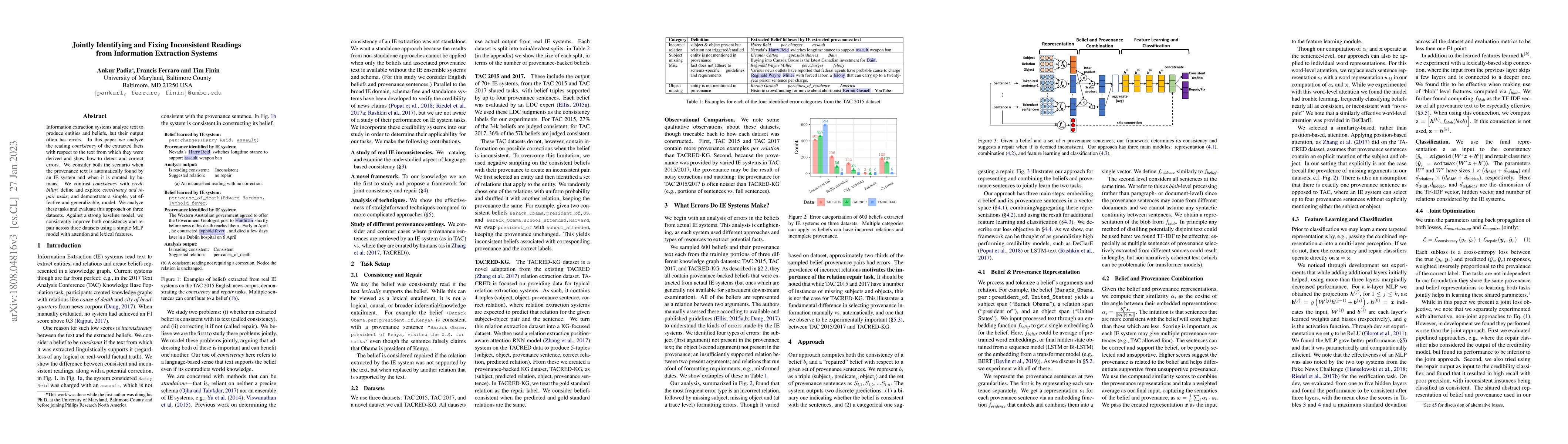 Thumbnail for Jointly Identifying and Fixing Inconsistent Readings from Information
  Extraction Systems