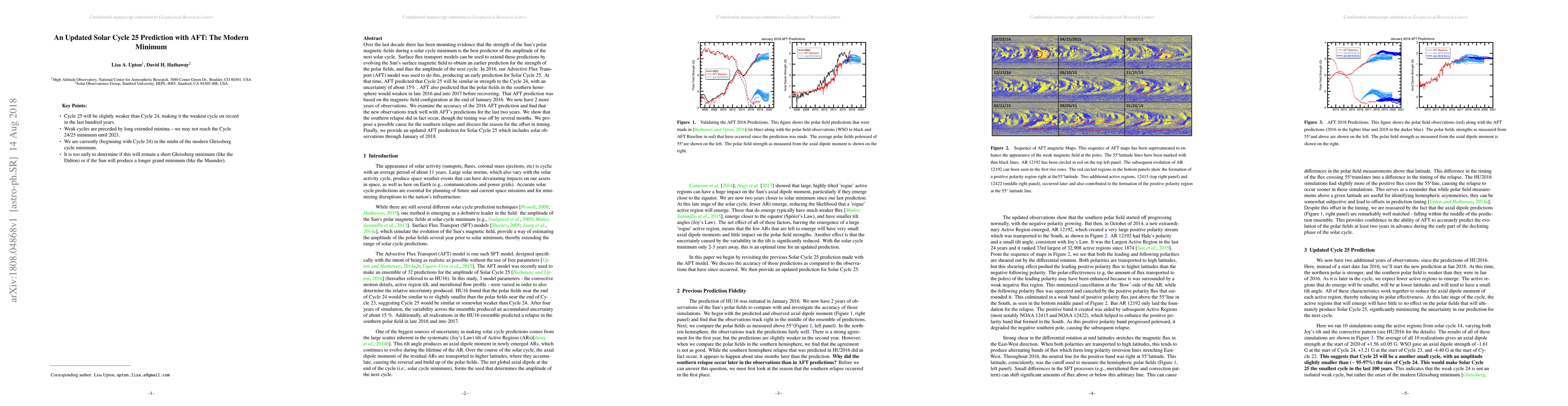 Thumbnail for An Updated Solar Cycle 25 Prediction with AFT: The Modern Minimum
