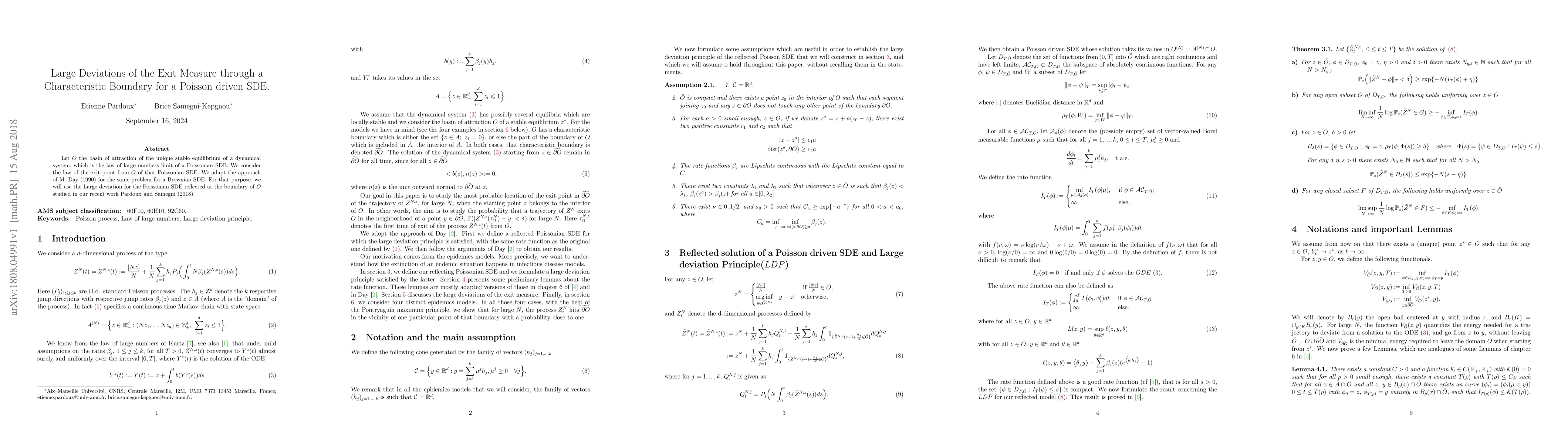 Thumbnail for Large Deviations of the Exit Measure through a Characteristic Boundary
  for a Poisson driven SDE