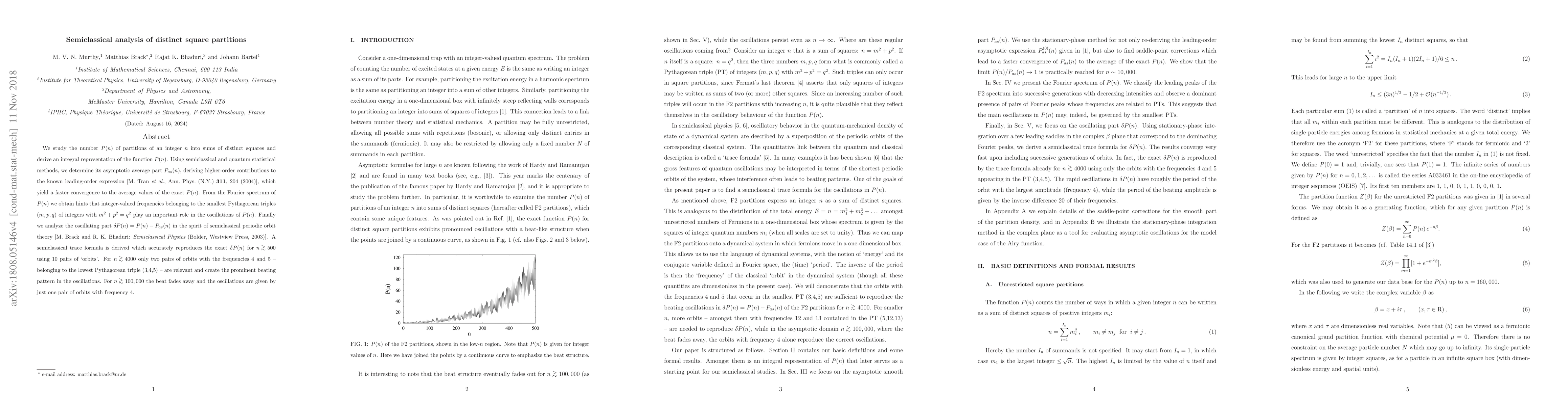 Thumbnail for Semiclassical analysis of distinct square partitions