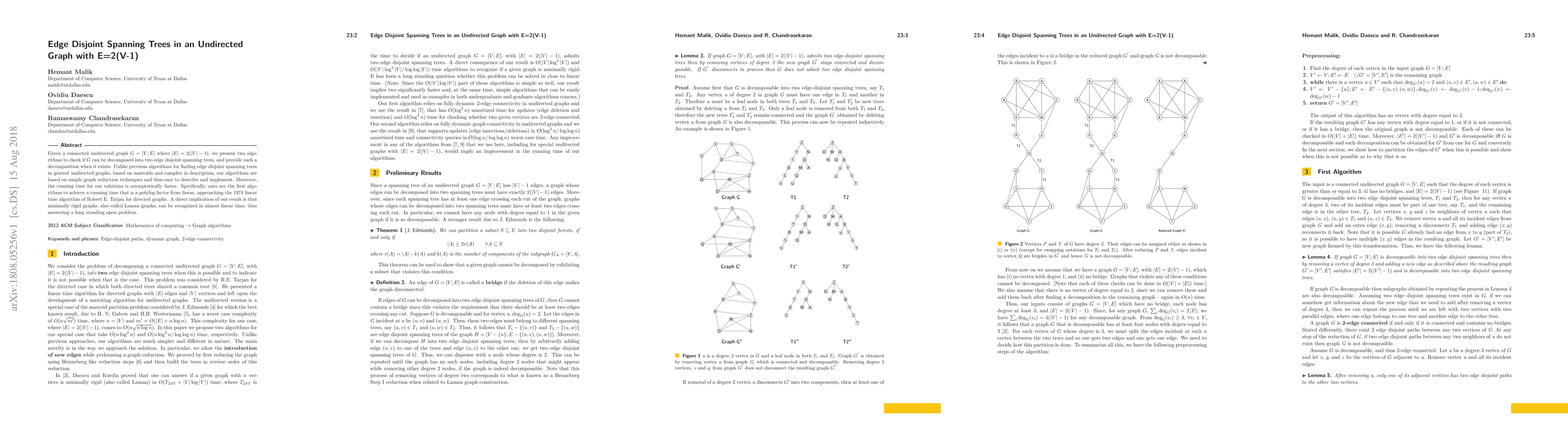 Thumbnail for Edge Disjoint Spanning Trees in an Undirected Graph with E=2(V-1)
