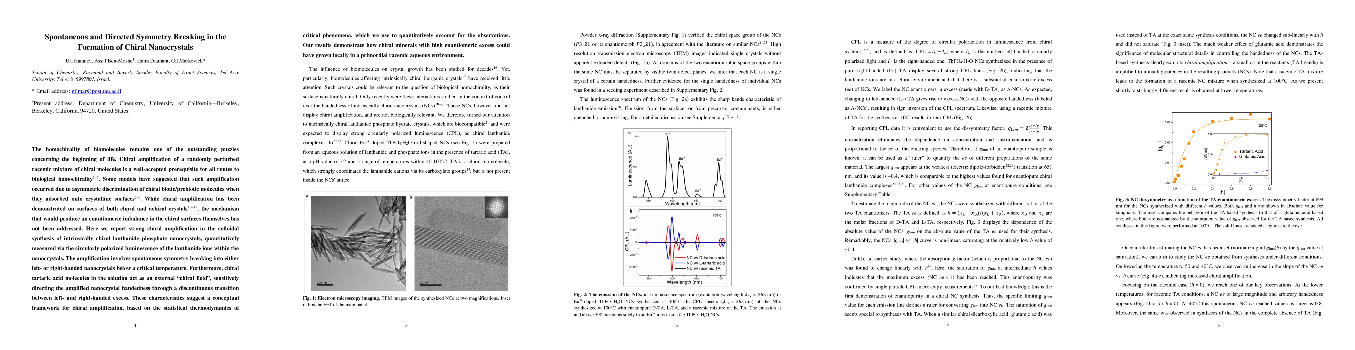 Thumbnail for Spontaneous and Directed Symmetry Breaking in the Formation of Chiral
  Nanocrystals
