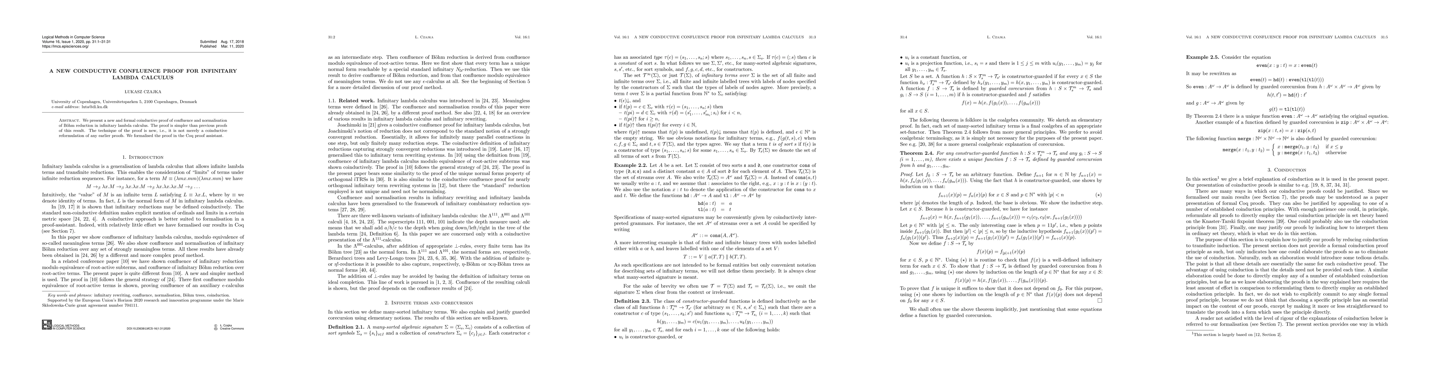 Thumbnail for A new coinductive confluence proof for infinitary lambda calculus