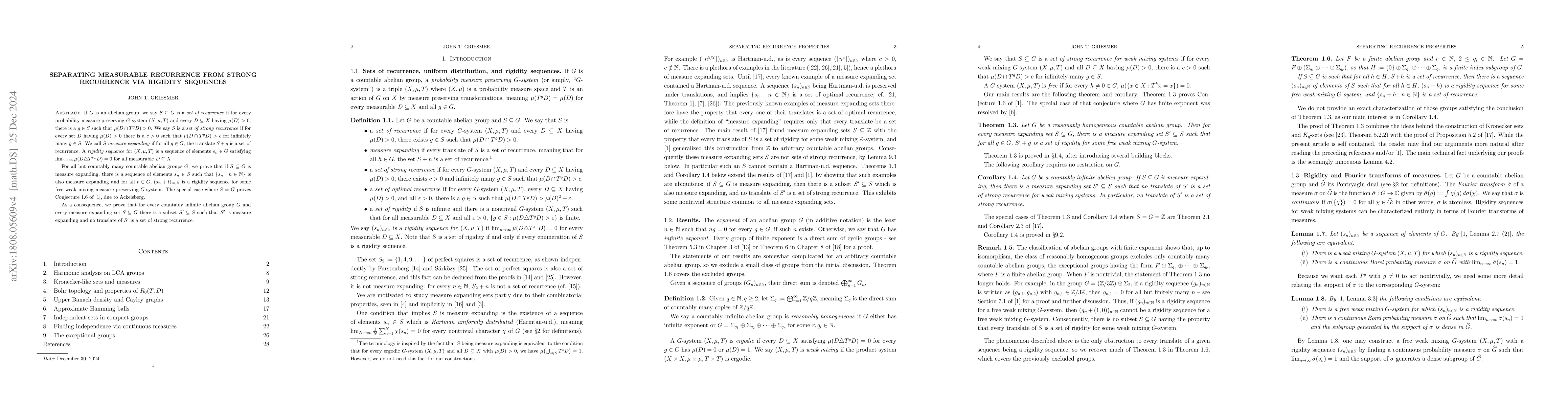 Thumbnail for Separating measurable recurrence from strong recurrence via rigidity
  sequences
