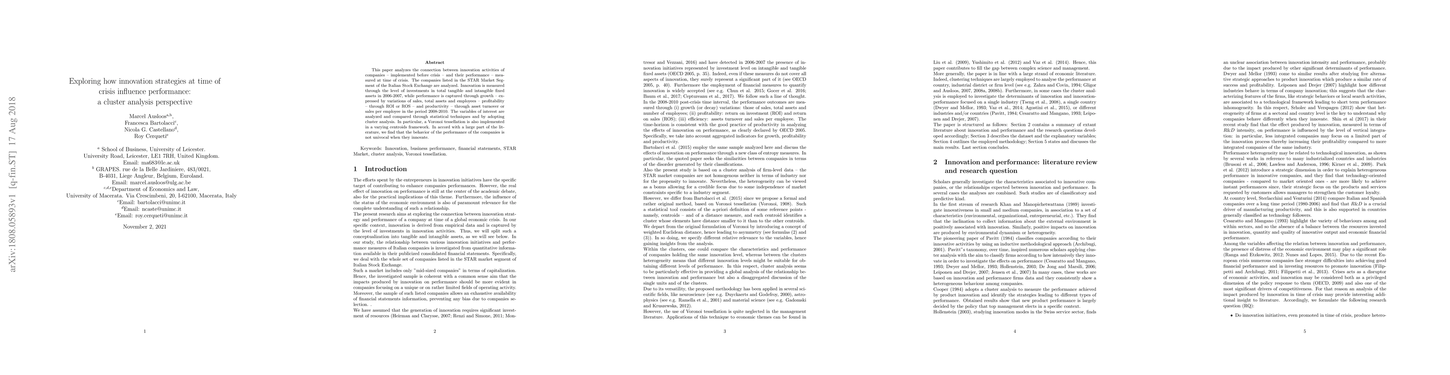 Thumbnail for Exploring how innovation strategies at time of crisis influence
  performance: a cluster analysis perspective