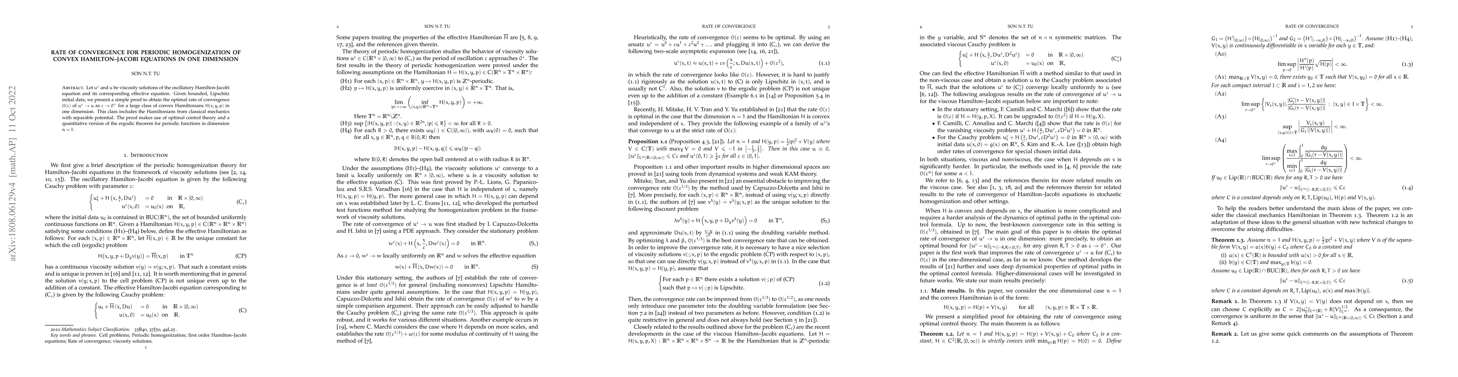 Thumbnail for Rate of convergence for periodic homogenization of convex
  Hamilton-Jacobi equations in one dimension
