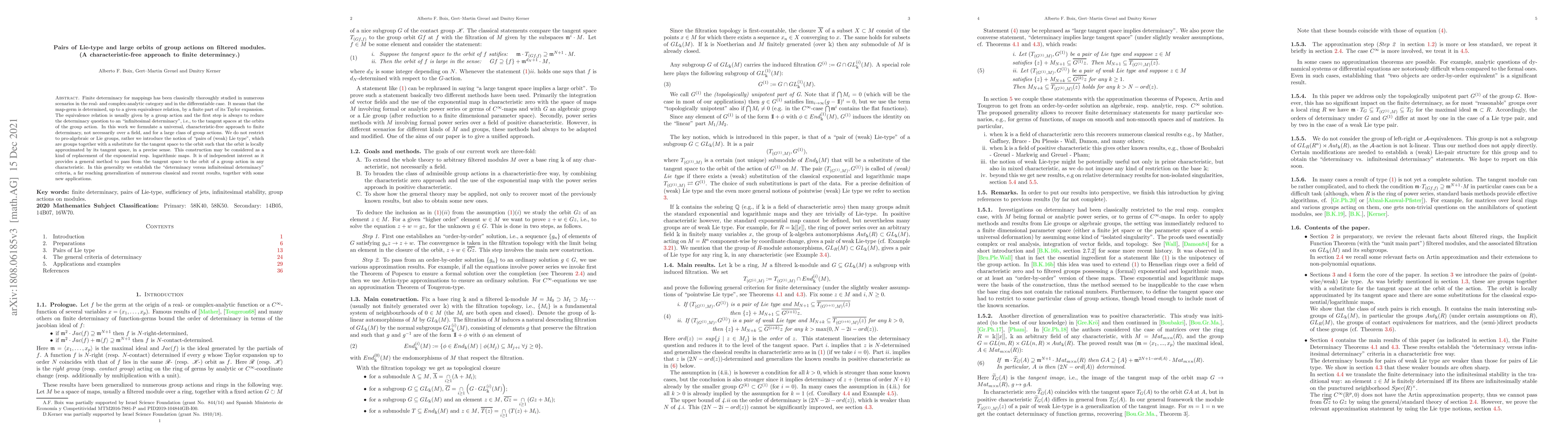 Thumbnail for Pairs of Lie-type and large orbits of group actions on filtered modules.
  (A characteristic-free approach to finite determinacy.)