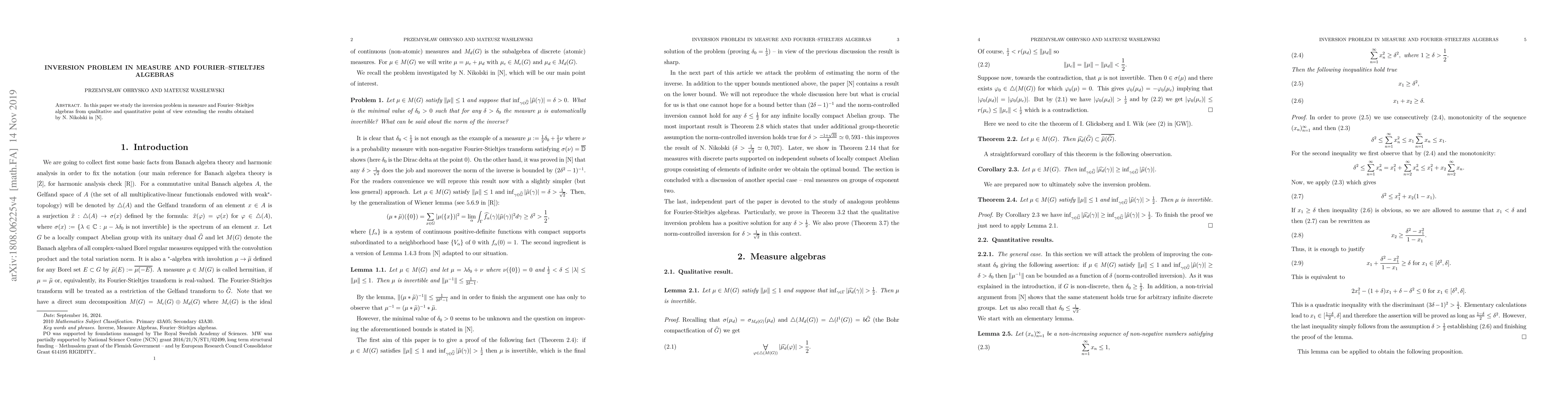 Thumbnail for Inversion problem in measure and Fourier-Stieltjes algebras