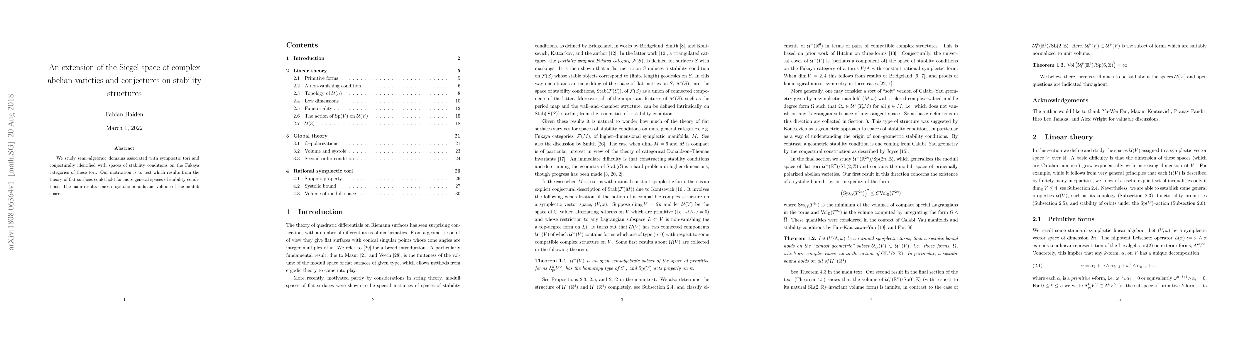 Thumbnail for An extension of the Siegel space of complex abelian varieties and
  conjectures on stability structures