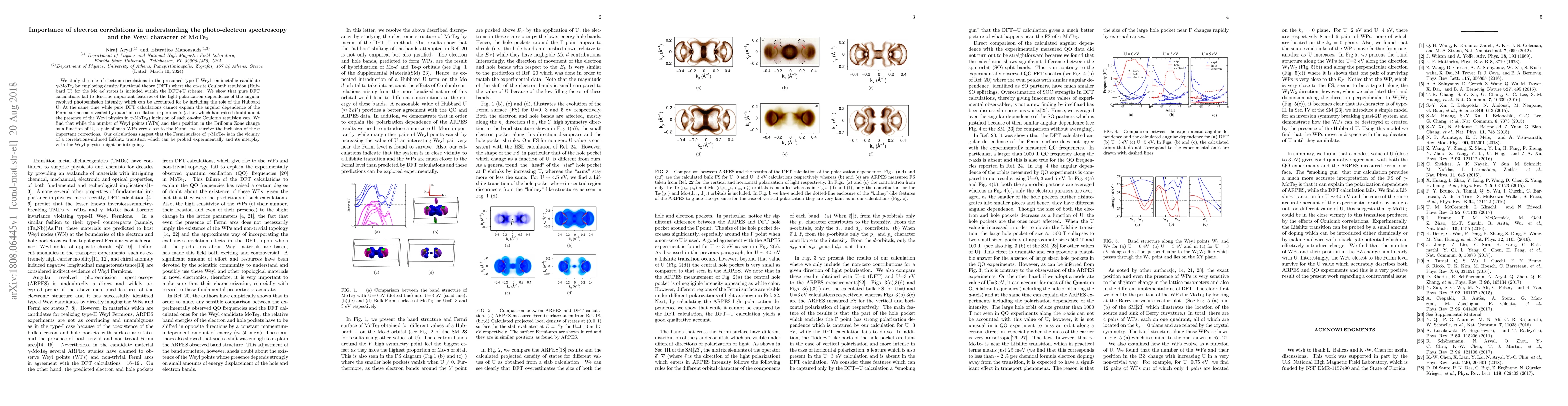 Thumbnail for Importance of electron correlations in understanding the photo-electron
  spectroscopy and the Weyl character of MoTe$_2$