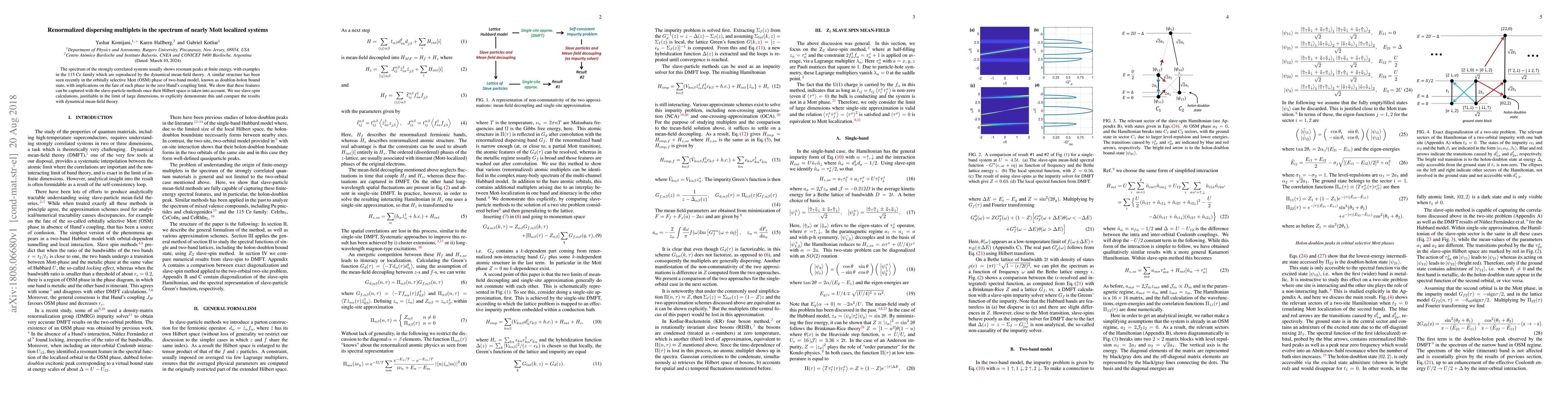 Thumbnail for Renormalized dispersing multiplets in the spectrum of nearly Mott
  localized systems