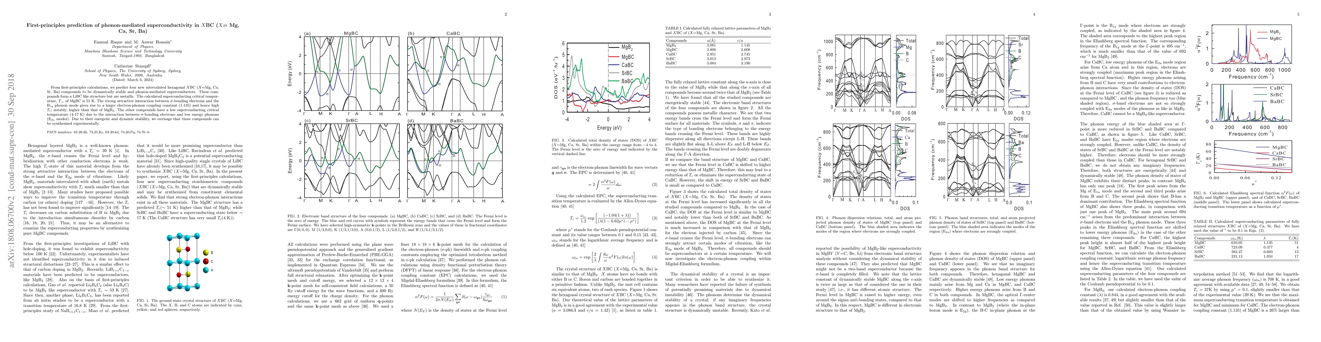 Thumbnail for First-principles prediction of phonon-mediated superconductivity in XBC
  (X= Mg, Ca, Sr, Ba)