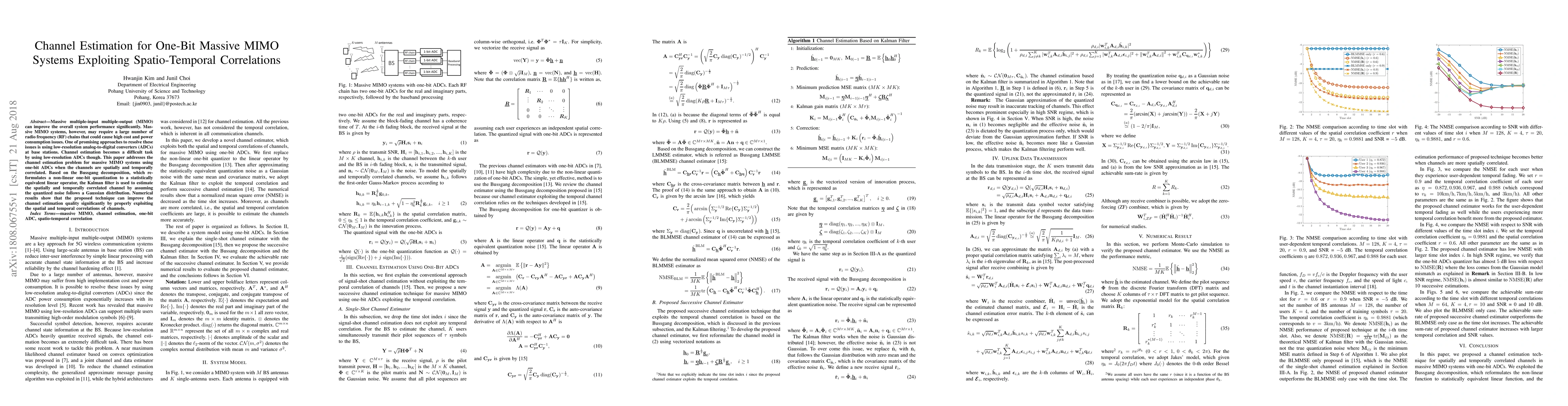 Thumbnail for Channel Estimation for One-Bit Massive MIMO Systems Exploiting
  Spatio-Temporal Correlations