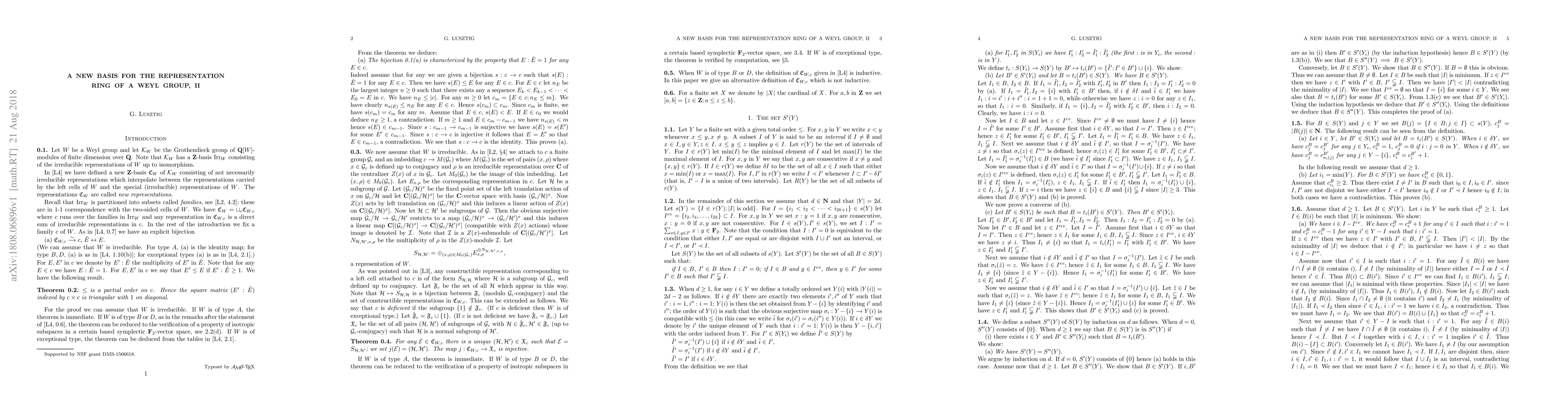 Thumbnail for A new basis for the representation ring of a Weyl group, II