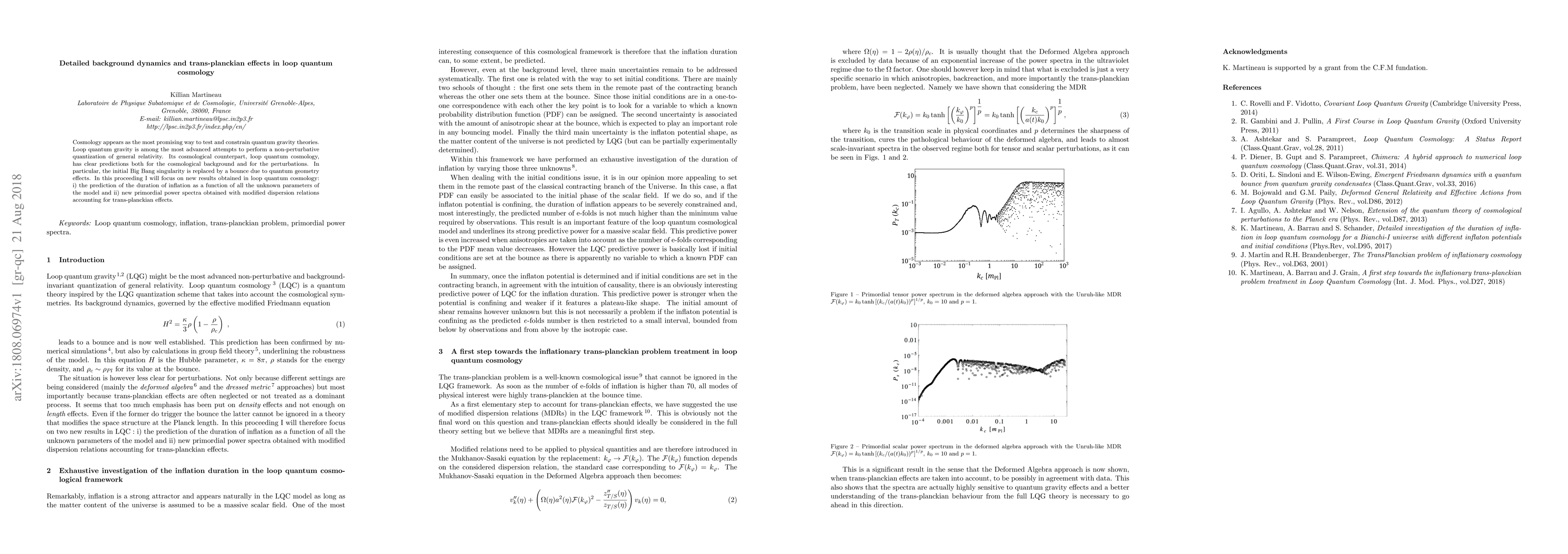 Thumbnail for Detailed background dynamics and trans-planckian effects in loop quantum
  cosmology
