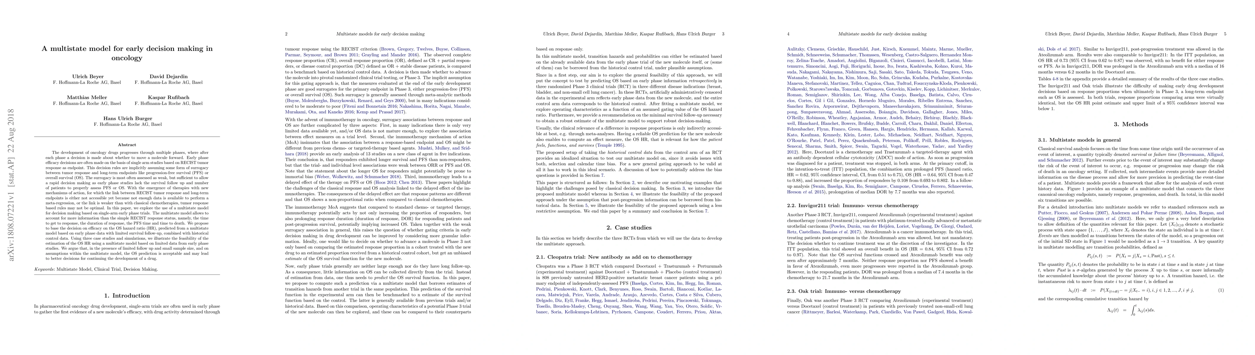 Thumbnail for A multistate model for early decision making in oncology