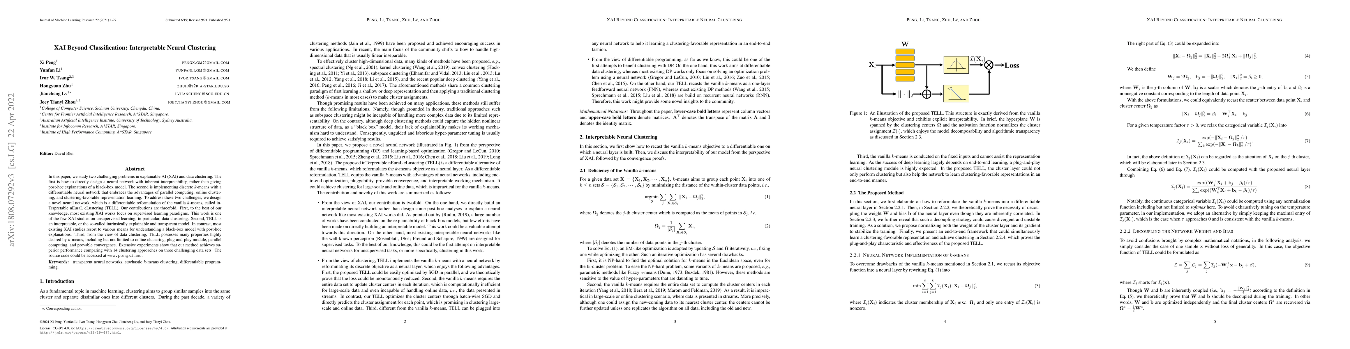 Thumbnail for XAI Beyond Classification: Interpretable Neural Clustering
