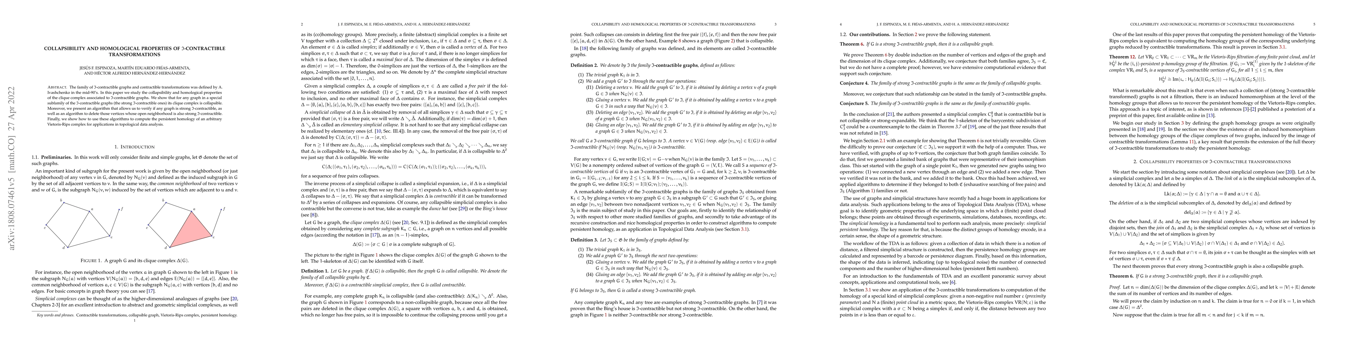 Thumbnail for Collapsibility and homological properties of $\mathfrak{I}$-contractible
  transformations