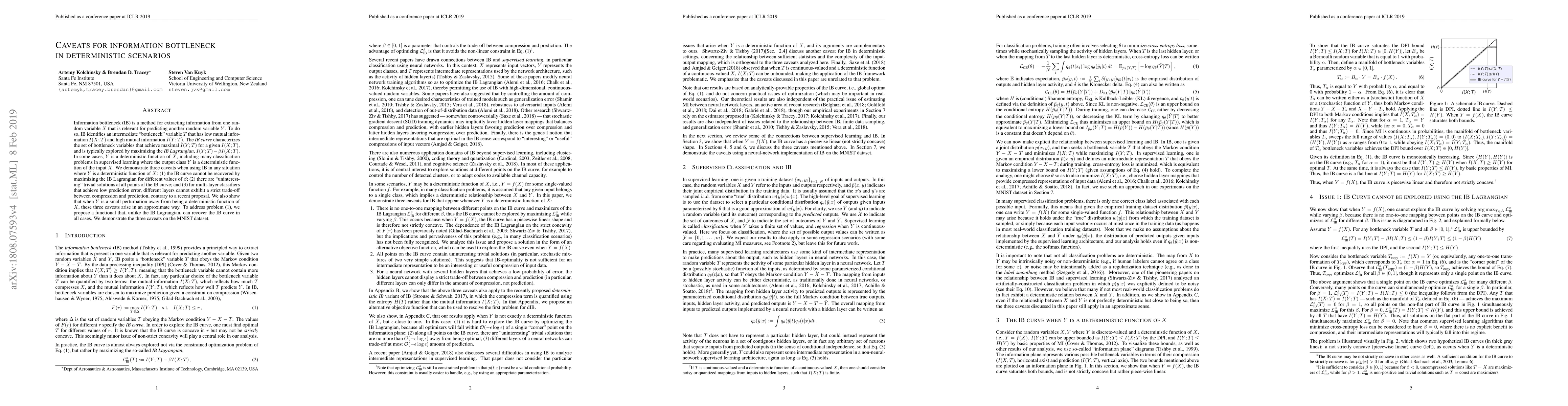 Thumbnail for Caveats for information bottleneck in deterministic scenarios