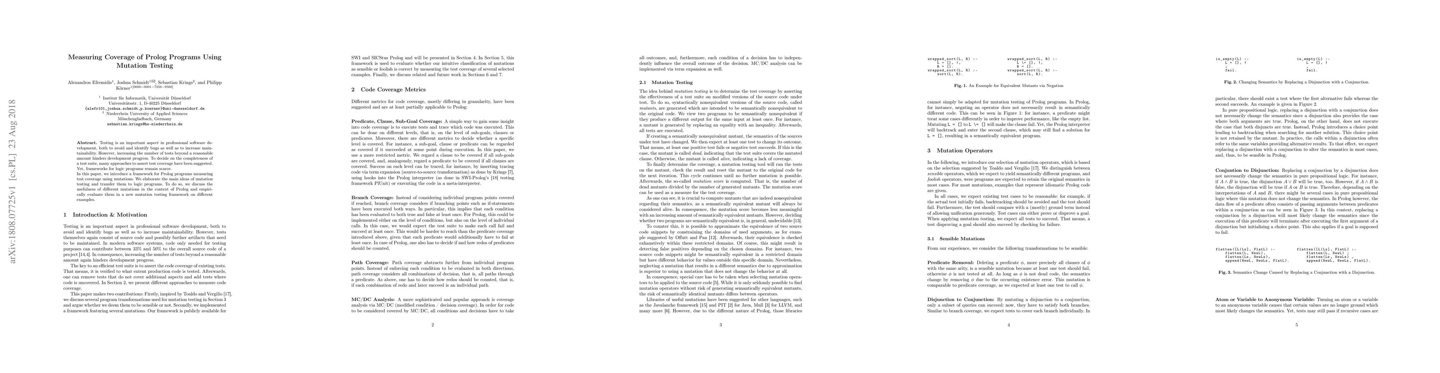 Thumbnail for Measuring Coverage of Prolog Programs Using Mutation Testing