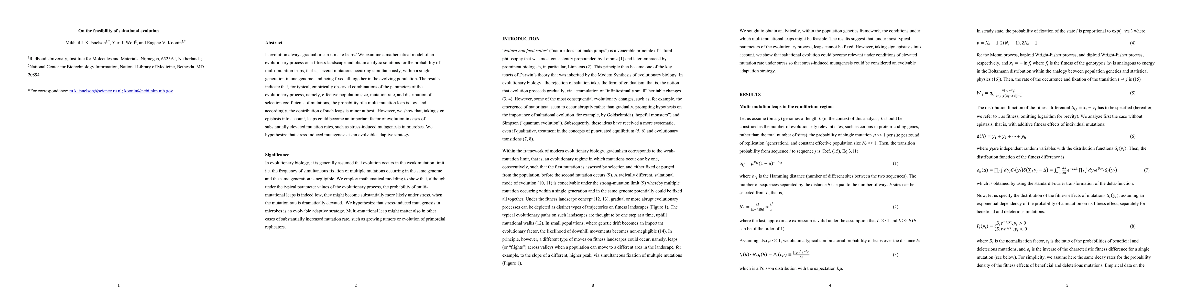 Thumbnail for On the feasibility of saltational evolution