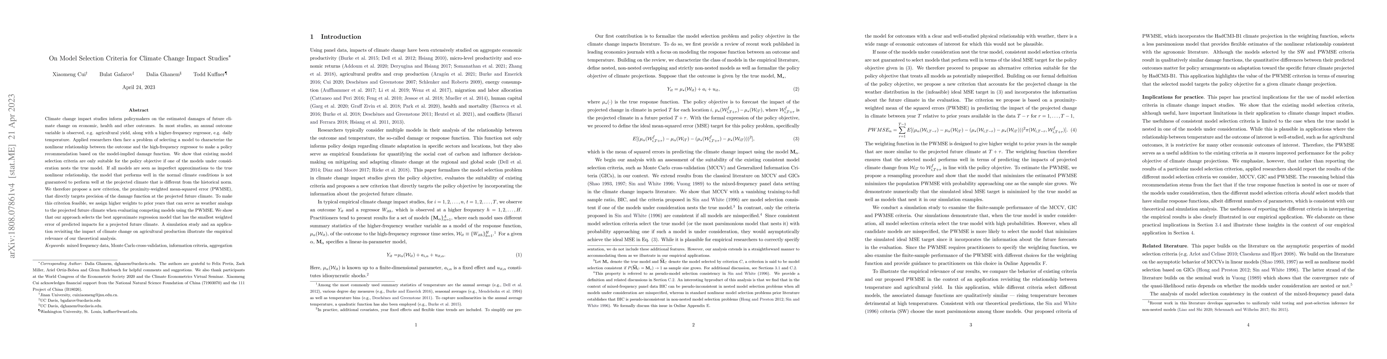 Thumbnail for On model selection criteria for climate change impact studies
