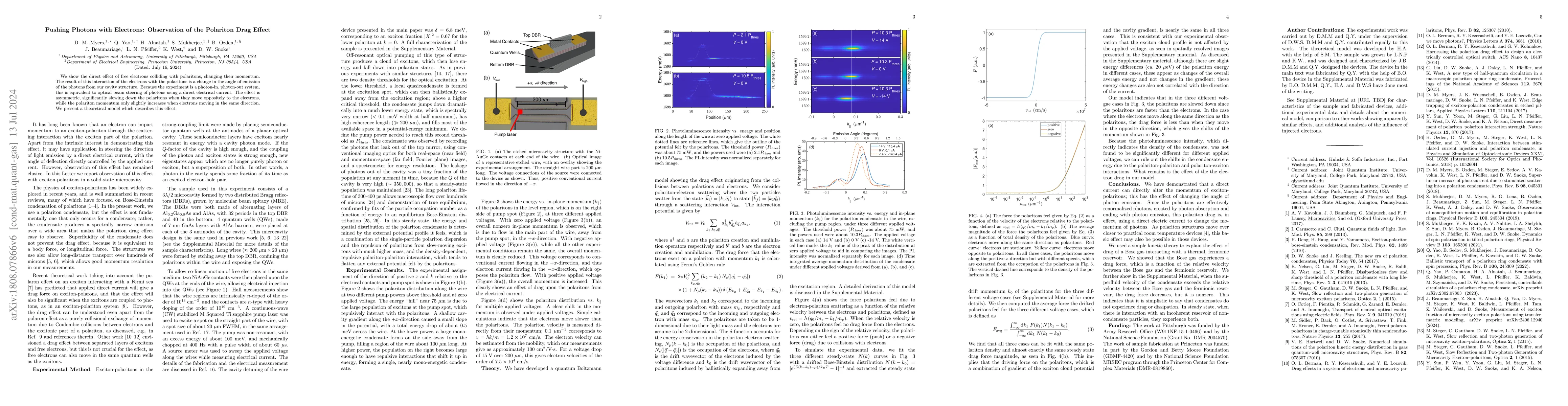 Thumbnail for Pushing Photons with Electrons: Observation of the Polariton Drag Effect