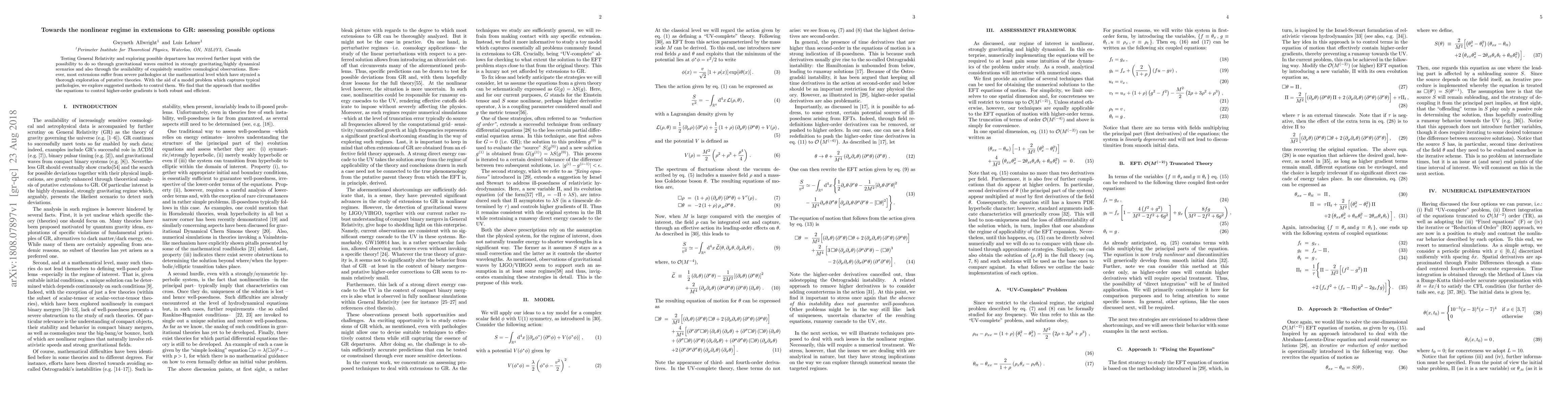 Thumbnail for Towards the nonlinear regime in extensions to GR: assessing possible
  options