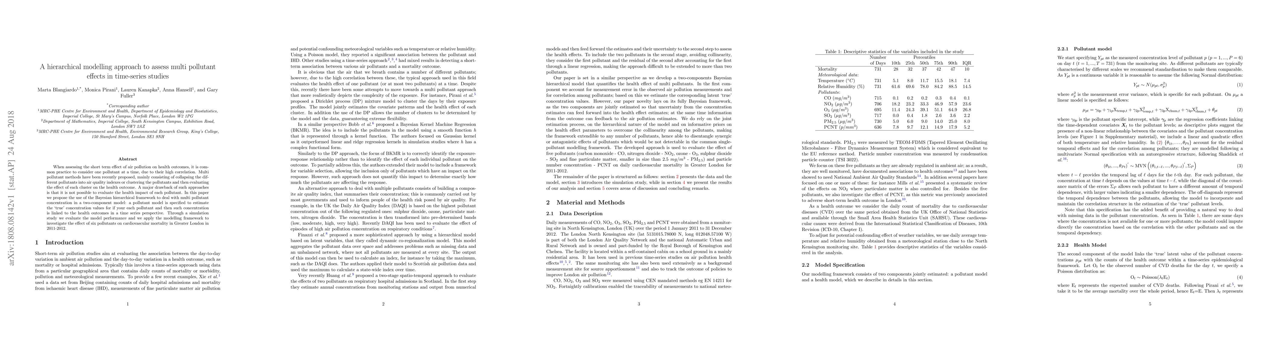 Thumbnail for A hierarchical modelling approach to assess multi pollutant effects in
  time-series studies