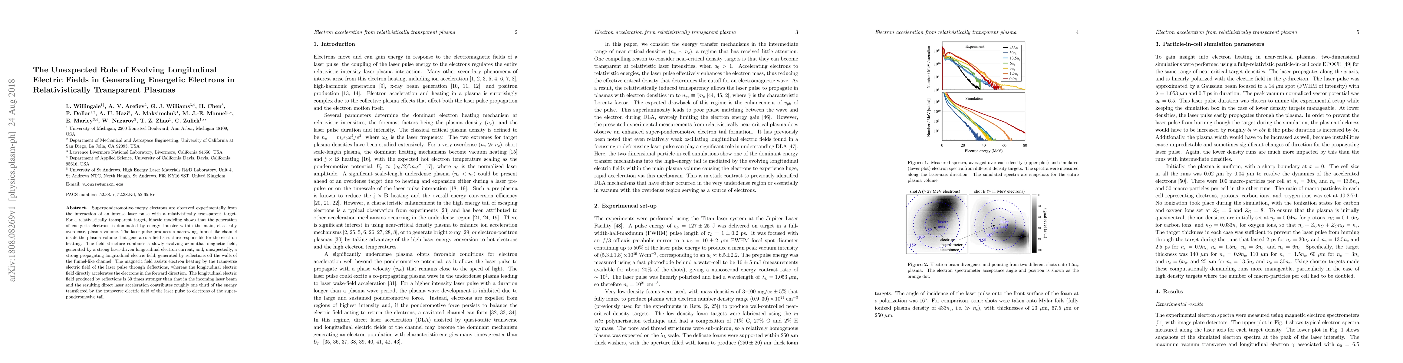 Thumbnail for The Unexpected Role of Evolving Longitudinal Electric Fields in
  Generating Energetic Electrons in Relativistically Transparent Plasmas