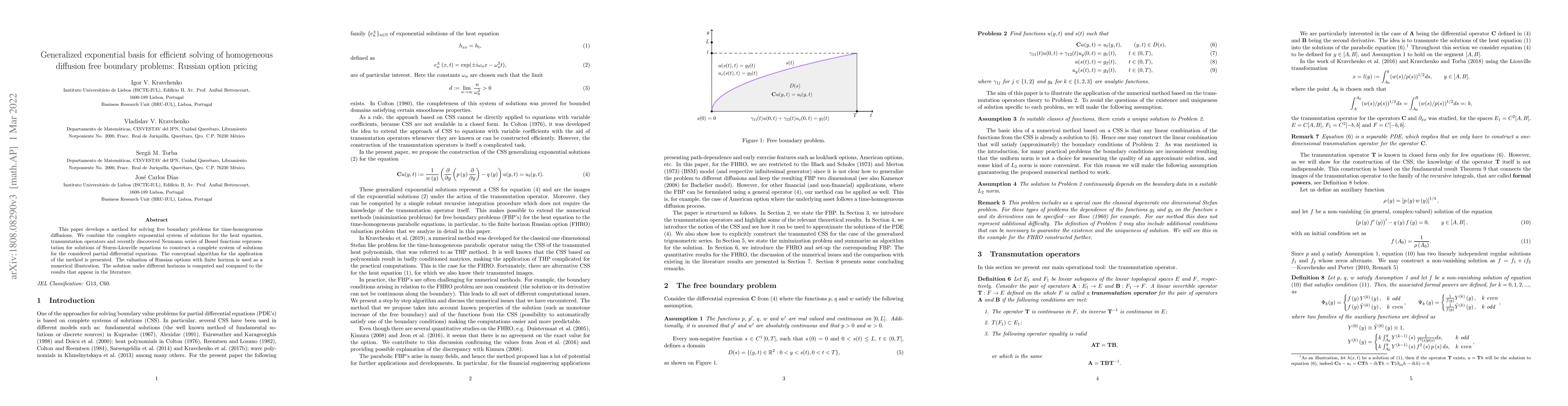Thumbnail for Generalized exponential basis for efficient solving of homogeneous
  diffusion free boundary problems: Russian option pricing
