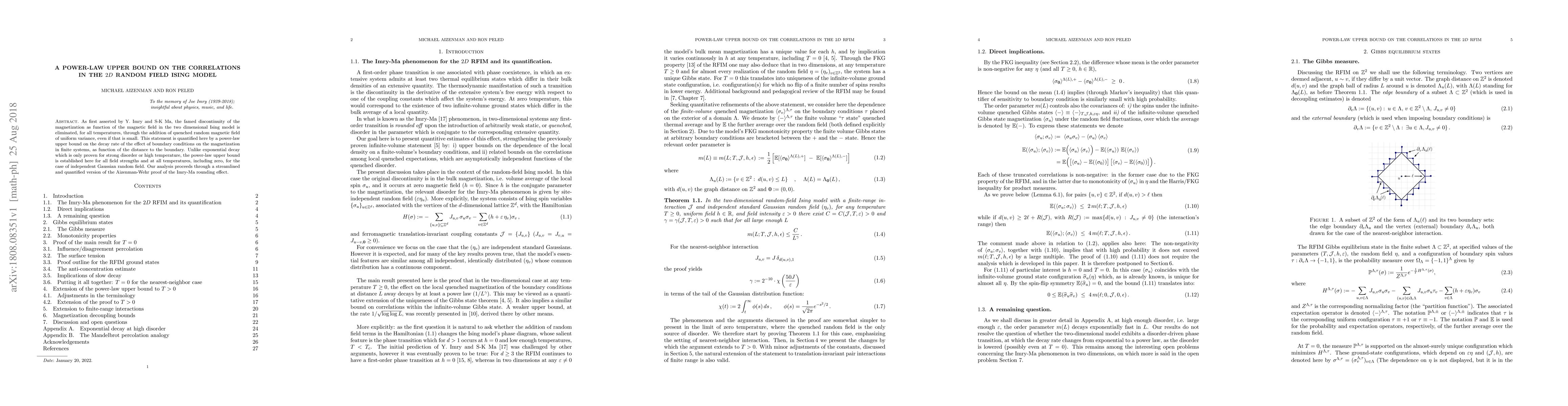 Thumbnail for A power-law upper bound on the correlations in the 2D random field Ising
  model