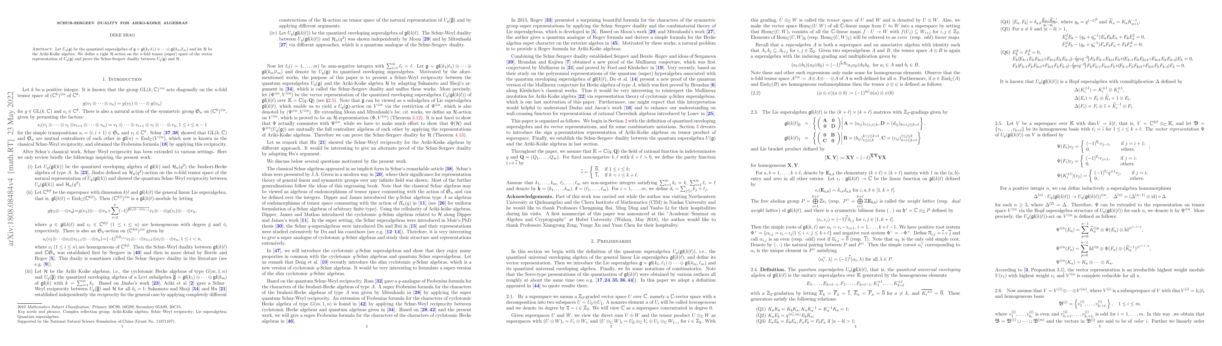 Thumbnail for Schur-Sergeev duality for Ariki-Koike algebras