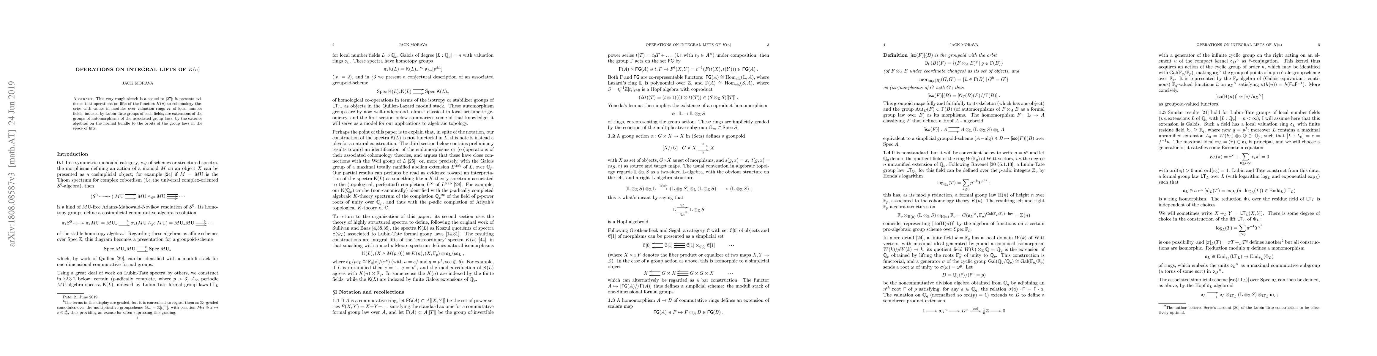 Thumbnail for Operations on integral lifts of K(n)