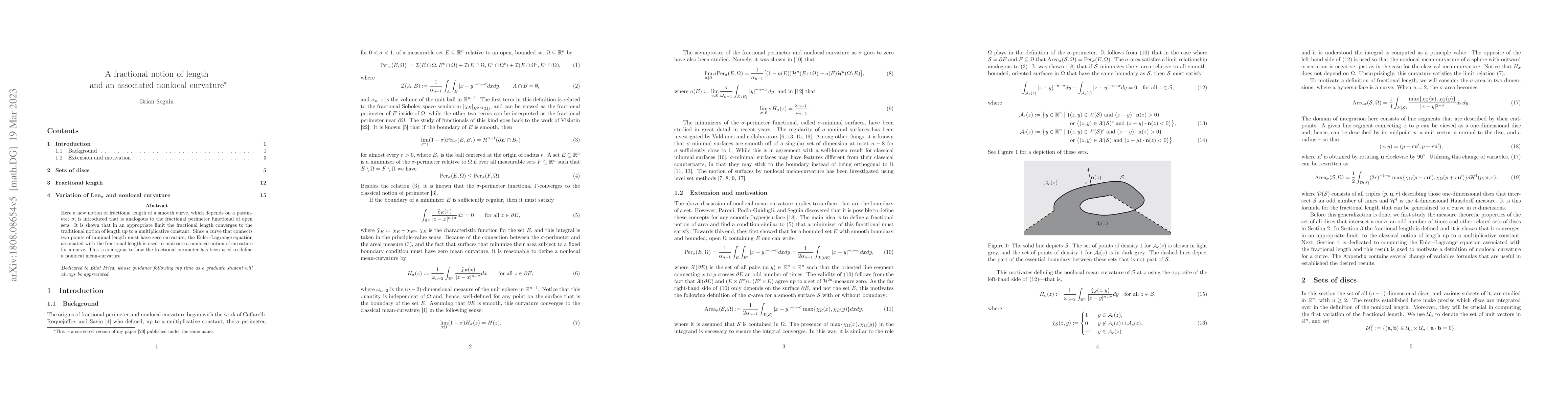 Thumbnail for A fractional notion of length and an associated nonlocal curvature