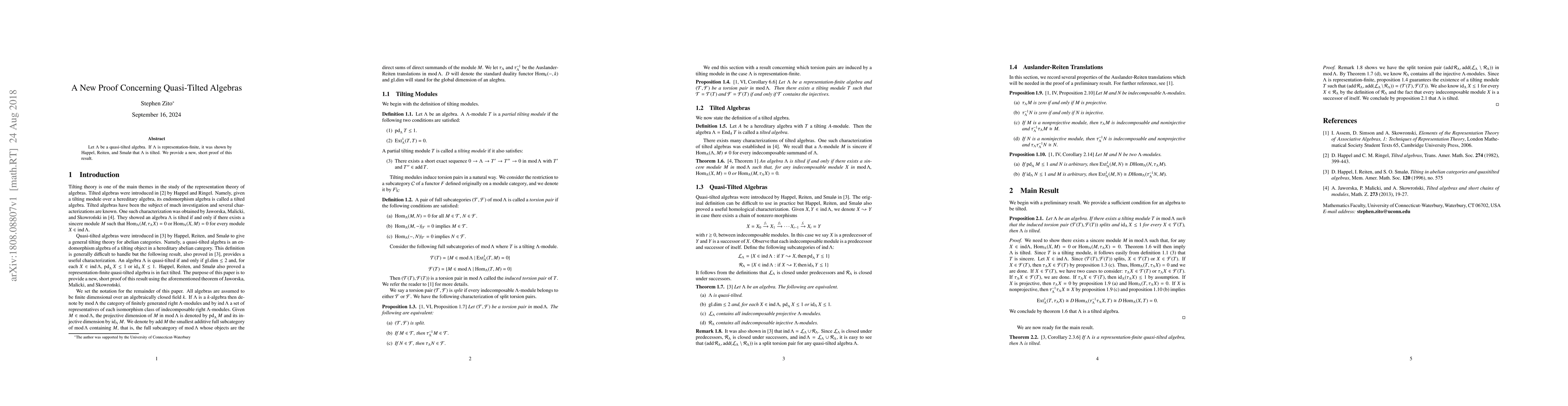 Thumbnail for A New Proof Concerning Quasi-Tilted Algebras