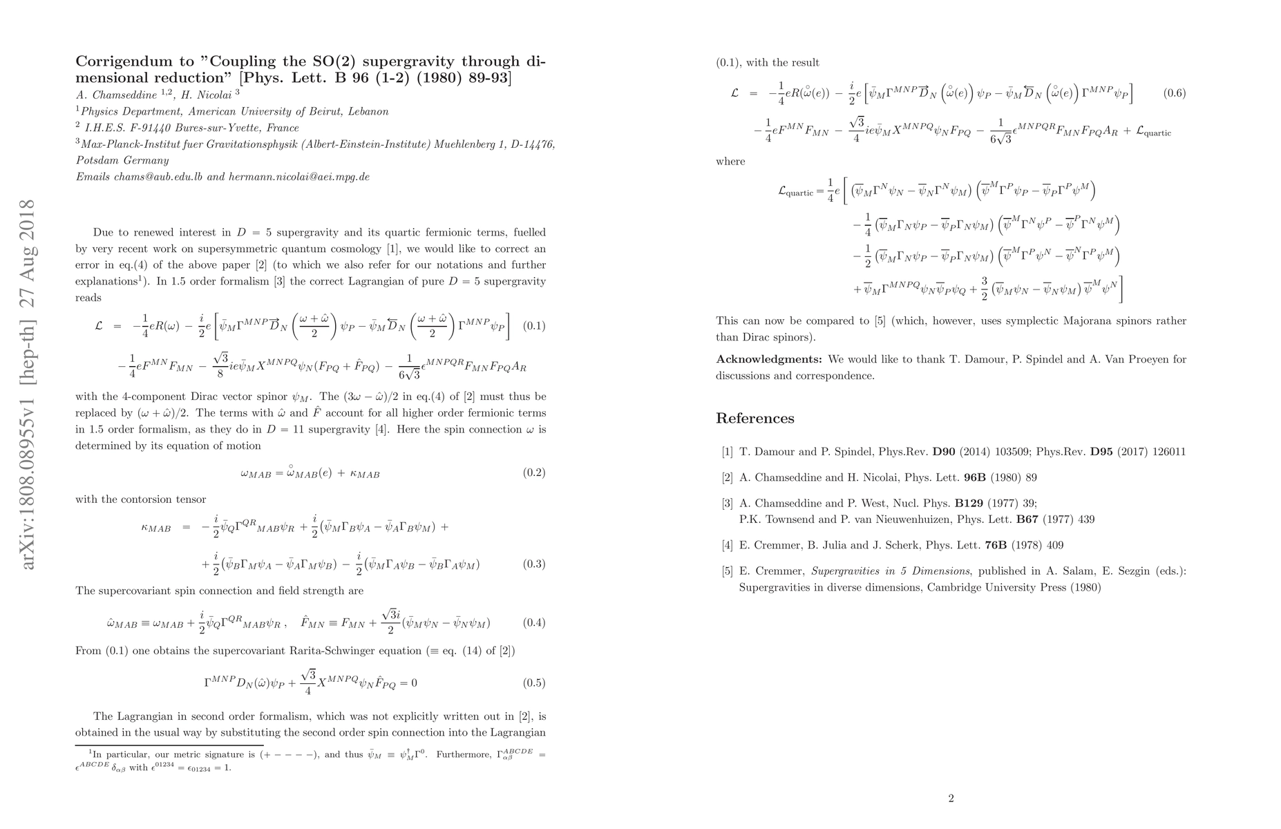 Thumbnail for Corrigendum to "Coupling the SO(2) supergravity through dimensional
  reduction" [Phys. Lett. B 96 (1-2) (1980) 89-93]