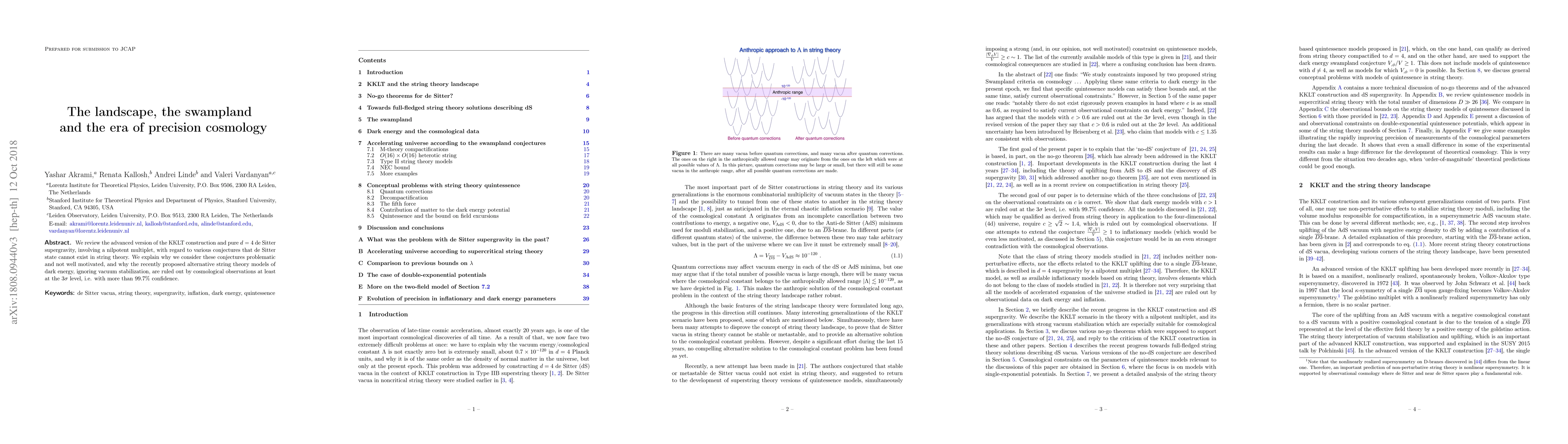 Thumbnail for The landscape, the swampland and the era of precision cosmology