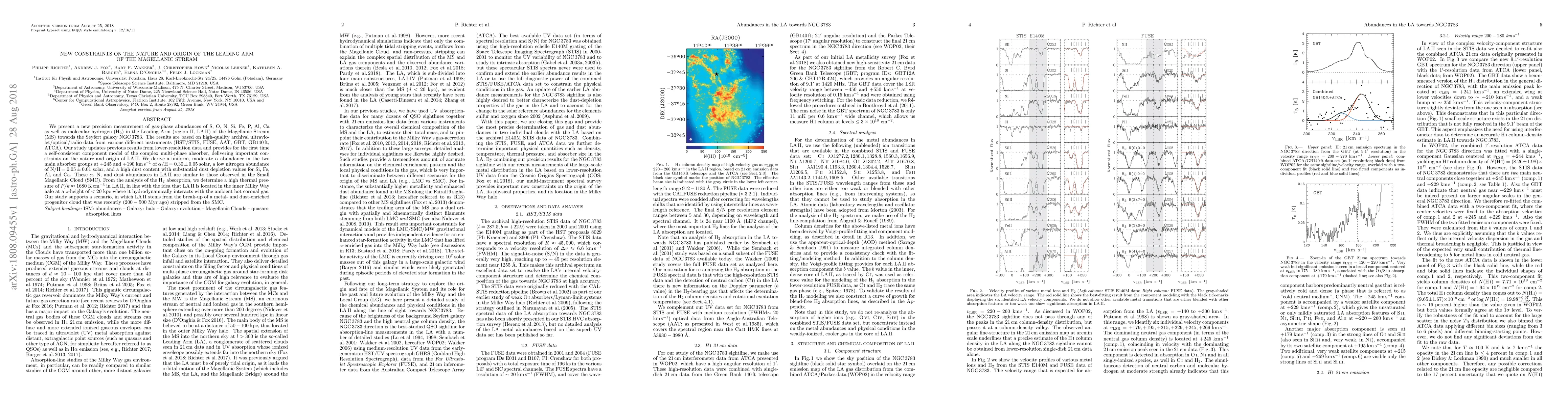Thumbnail for New constraints on the nature and origin of the Leading Arm of the
  Magellanic Stream