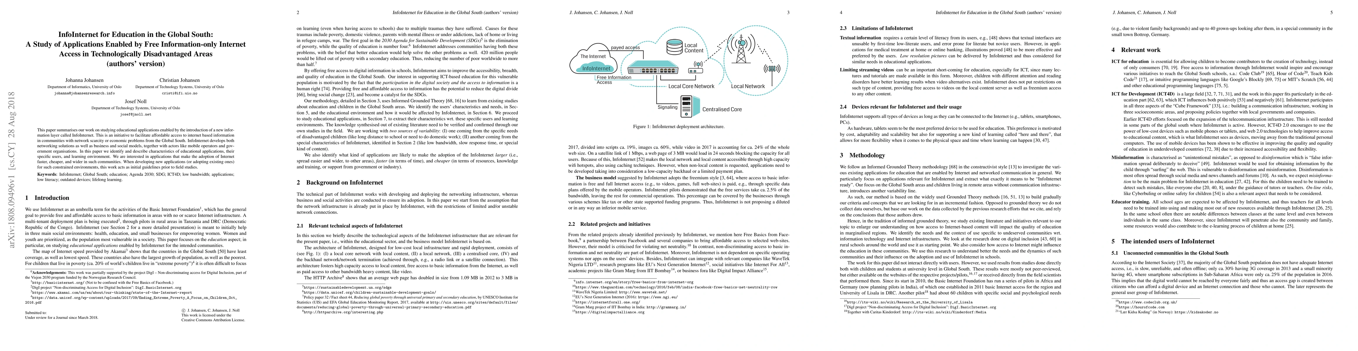Thumbnail for InfoInternet for Education in the Global South: A Study of Applications
  Enabled by Free Information-only Internet Access in Technologically
  Disadvantaged Areas (authors' version)