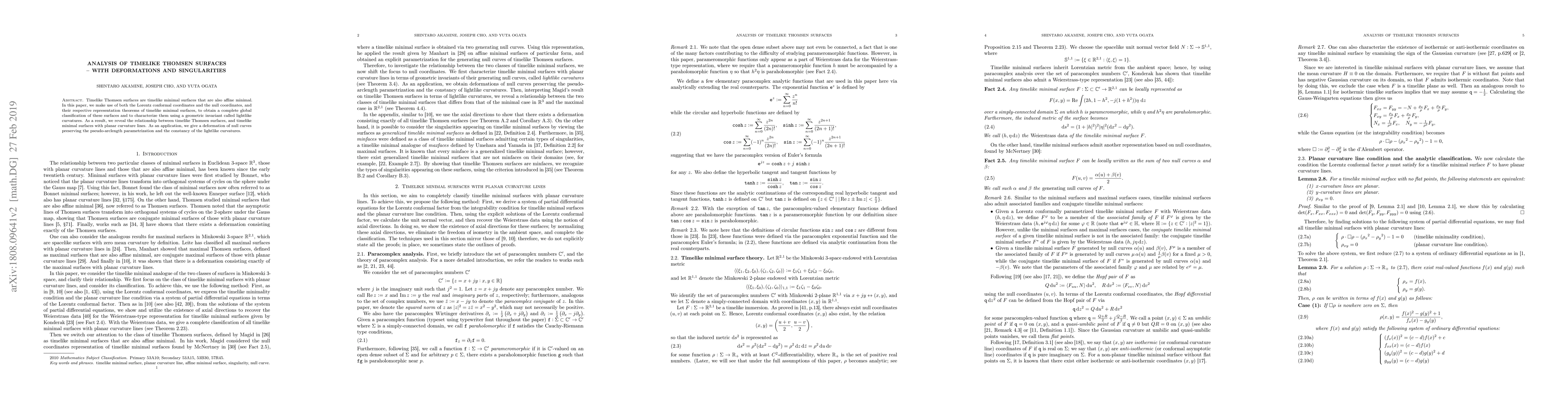 Thumbnail for Analysis of timelike Thomsen surfaces - with deformations and
  singularities